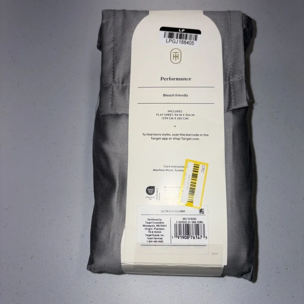Queen 400 Thread Count Performance Flat Sheet Classic Gray - Threshold: Cotton